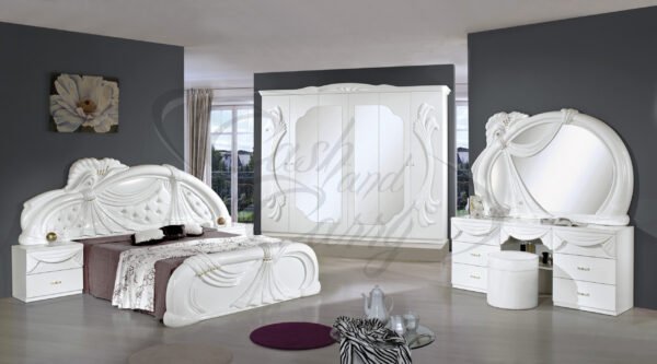 H2O Design Gina White Italian Bedroom Set with 4 Door or 6 Doors Wardrobe With Vanity Dresser (Discontinued) - Image 5