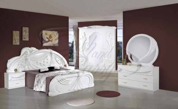 H2O Design Gina White Italian Bedroom Set with 4 Door or 6 Doors Wardrobe With Vanity Dresser (Discontinued) - Image 4