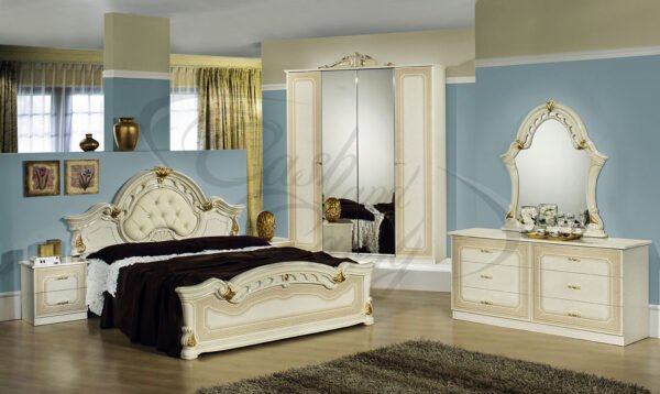 Stella Italian High Gloss Black/Gold  4 Doors Italian Bedroom Set H2O Design - Image 6