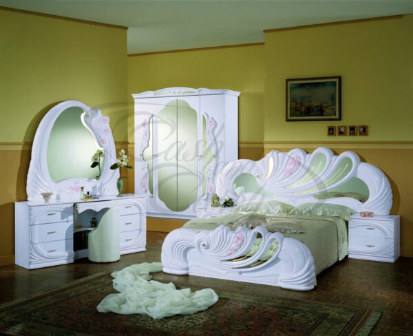 H2O Design Vanity2 White Italian Bedroom Set with 4 Door Wardrobe and Vanity Dresser (Discontinued)