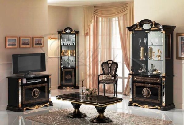 Betty Black and Gold Finish Italian Buffet 3 Drawer Ben Company - Image 4