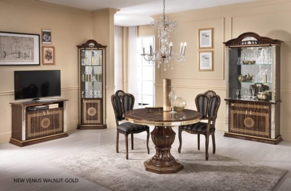 New Venus Versace Design Walnut and Gold Italian 2 Door (Vitrine) Display Cabinet Ben Company - Image 2