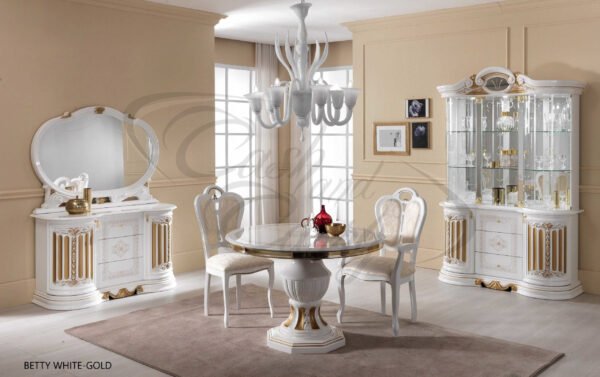 Betty Italian 3 Doors White and Gold Finish Buffet Ben Company - Image 3