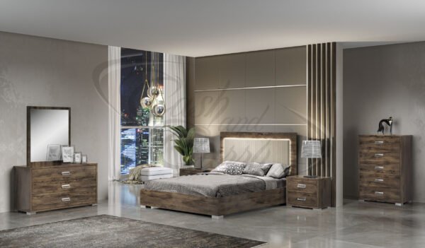 New Luxury Bella Italian Bedroom Set with 4Door Wardrobe H2O Design Rovere Monte