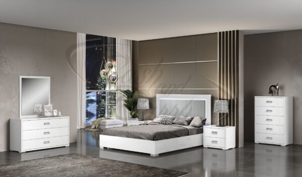 New Luxury Bella Italian White Bedroom Set with 4Door Wardrobe H2O Design