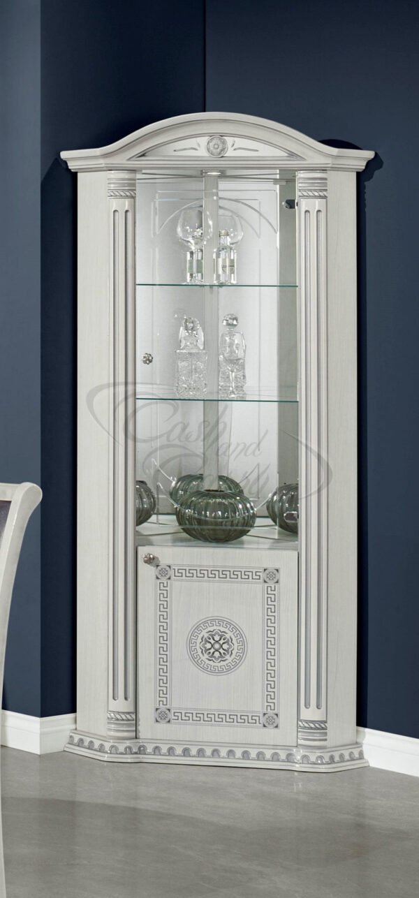 New Versace Italian Aurora 1 Door Vitrine Display Unit Grey and Silver H2O Design