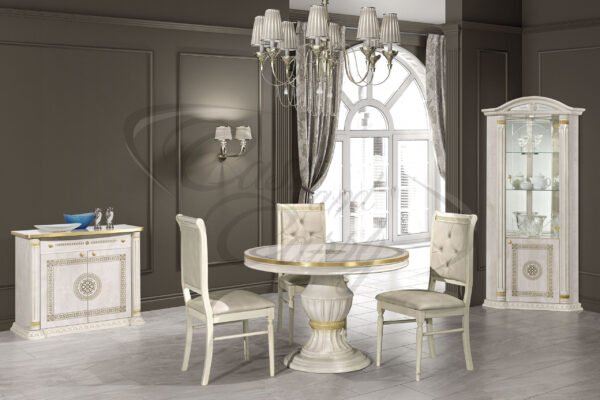 Italian Beige and Gold Aurora Oval Ext-Dining Set + 4 Chairs H2O Design