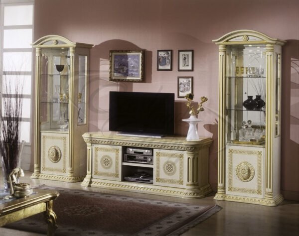 Rosella Versace Style Italian High Gloss Black/Gold Large TV Unit H2O Design - Image 2