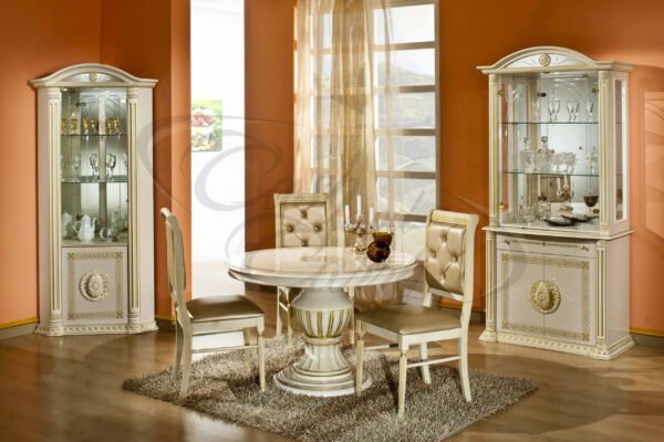 Versace style Rossella Italian Dining Table Set Beige (H2O) - Image 4