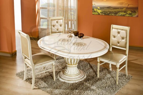 Versace style Rossella Italian Dining Table Set Beige (H2O)