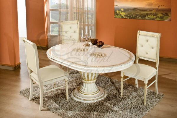 Versace style Rossella Italian Dining Table Set Beige (H2O) - Image 5