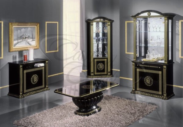 Versace Rosella Style Italian 2 Door Vitrine-Display Unit Beige-Gold by H2O Design - Image 3