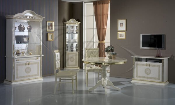 New Venus White and Silver Italian Corner Versace Style Cabinet - Image 3