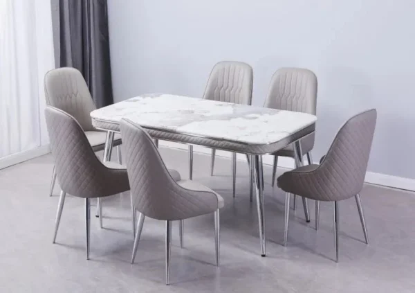 Luxe Dining Table and Forma Chair Silver