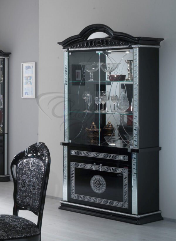 New Venus White and Silver Italian 2 Door Vitrine