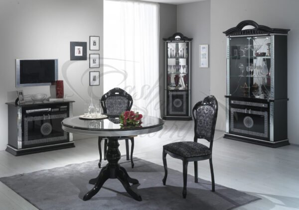 New Venus Black and Silver Italian Corner Display Cabinet - Image 3