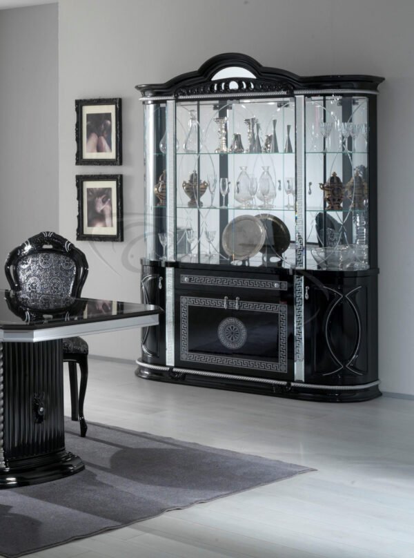 New Venus Black and Silver Italian 4 Door Vitrine