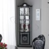 New Venus Black and Silver Italian Corner Display Cabinet