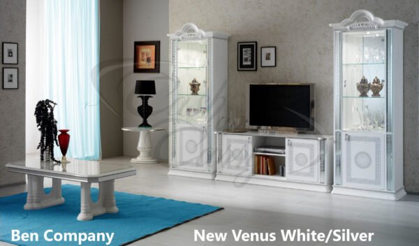 New Venus White and Silver Italian Single Door Display Unit - Image 3