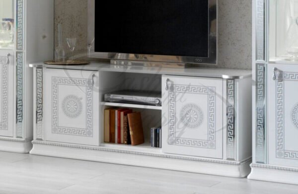 New Venus White and Silver Italian Large Plasma TV Cabinet Ben Company