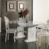 New Venus White and Silver Finish Italian Dining Table + 6 Chairs Ben Company