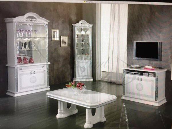 New Venus Versace Desing 4 Doors (Vitrine) Display Unit White and Silver Ben Company - Image 3