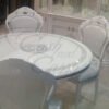 New Venus White and Silver Finish Italian Dining Table + 6 Chairs Ben Company - Image 4