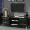 Sofia Italian Tv Unit with 2x Single Door Vitrine Black and Gold Ben Company - Image 2