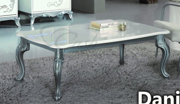 Daneila Italian High Gloss Coffee Table White-Silver Ben Company