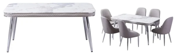 Luxe Dining Table and Forma Chair Silver - Image 4