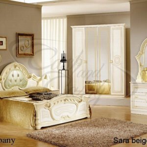 Ben Company Sara Beige Italian 4 Doors High Glossy Bedroom Group