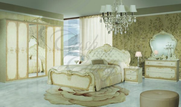 Tolouse Italian 4-6 Doors Bedroom Set Beige - Gold - Image 3