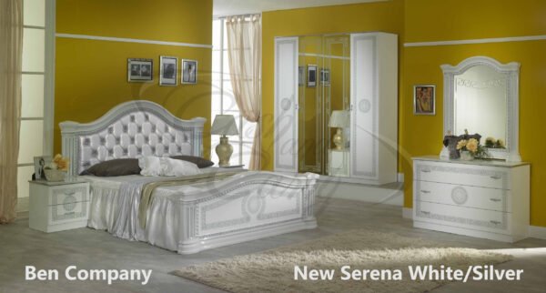 New Serena Padded Headboard Italian Black and Gold Bedroom Set Ben Company - Image 3