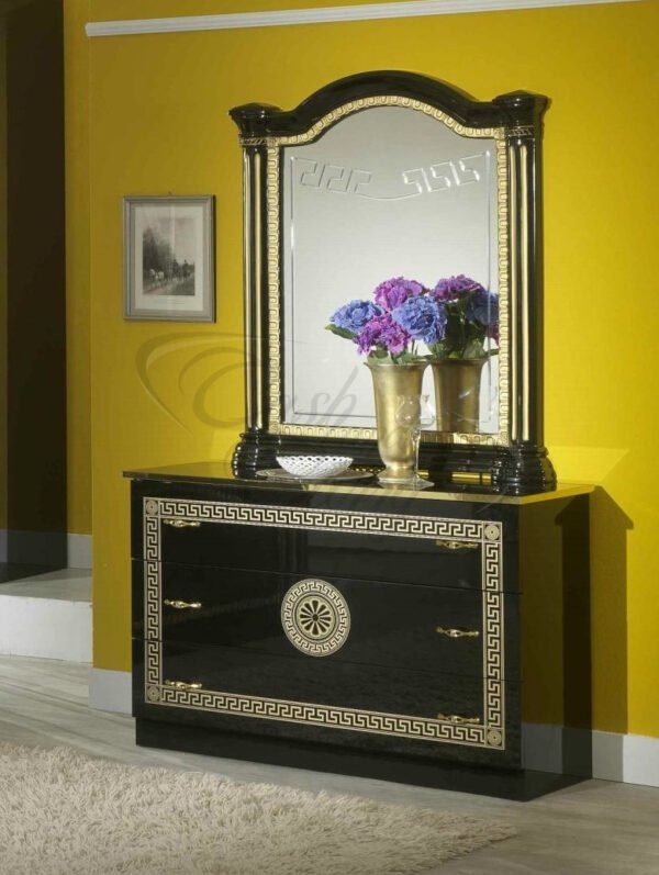 New Serena Italian Black and Gold Bedroom Set Ben Company - Image 3