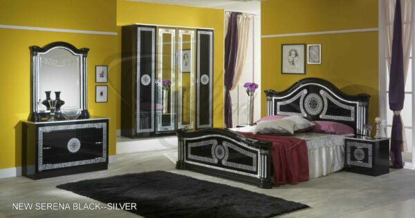 New Serena Italian Black and Silver Bedroom Set Ben Company