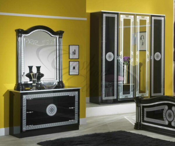 New Serena Italian Black and Silver Bedroom Set Ben Company - Image 2