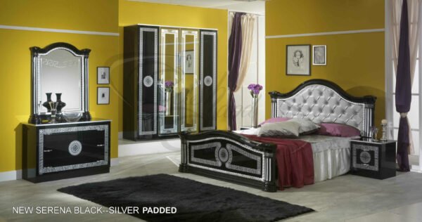 New Serena Padded Headboard Italian Black and Gold Bedroom Set Ben Company - Image 4