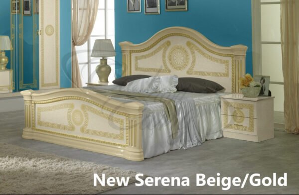 New Serena Italian Beige and Gold Bedroom Set Ben Company - Image 2