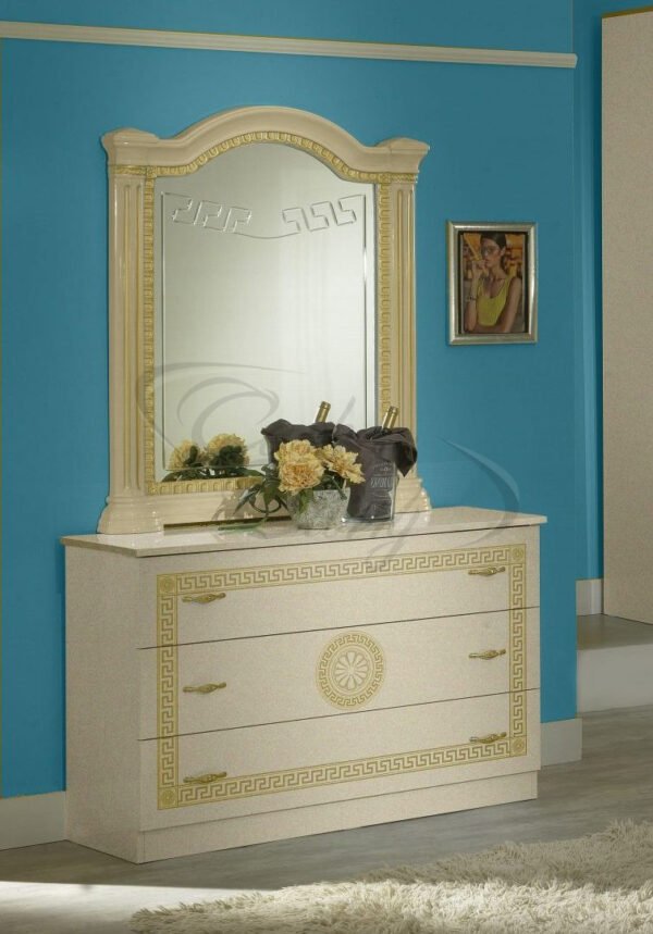 New Serena Italian Beige and Gold Bedroom Set Ben Company - Image 3