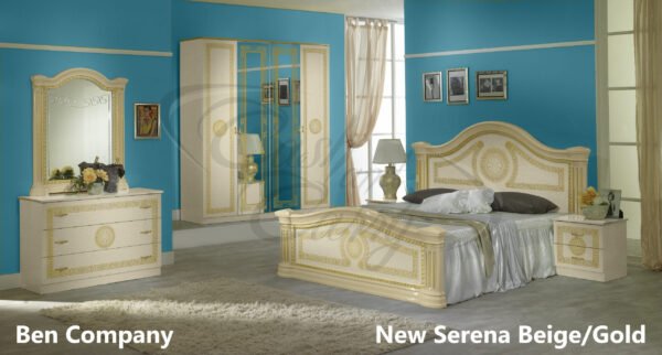 New Serena Italian Beige and Gold Bedroom Set Ben Company