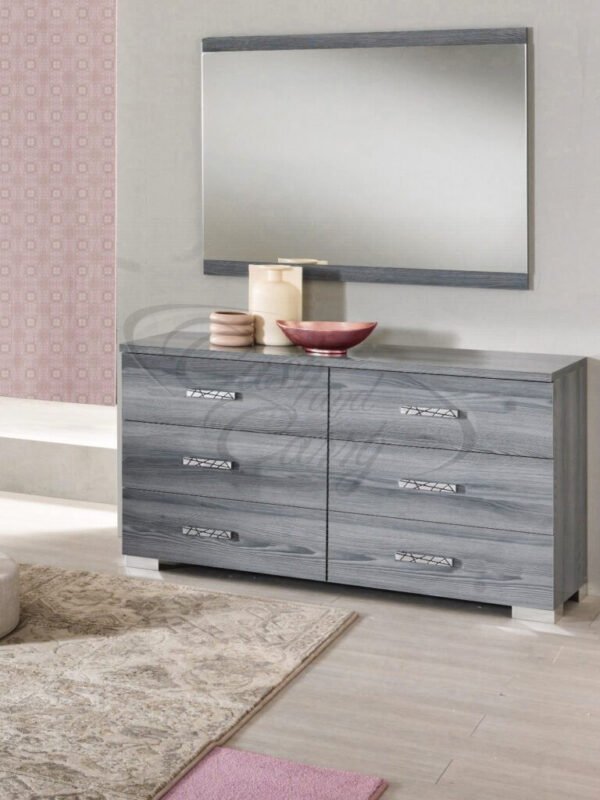 New Design Nicole Grey High Gloss Finish Italian 4 Doors- 6Doors Wardrobe Bedroom Set Ben Company - Image 3