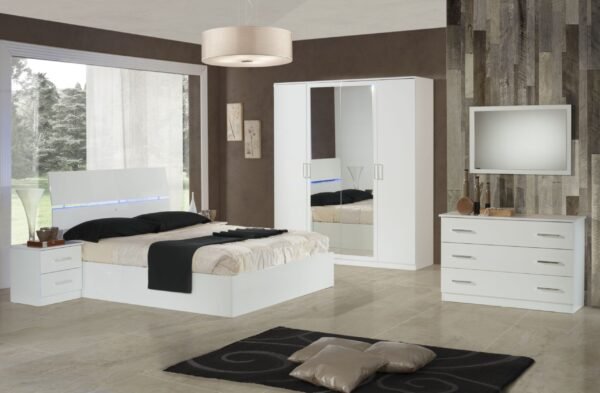 Simona Italian High Gloss Bedroom Set with LED Headboard Ben Company - Image 4