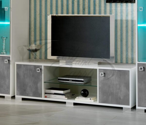 Stella White and Grey Finish Italian Plasma TV Unit Set - Image 2