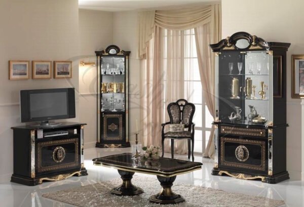 Ben Company Betty Black-Gold Finish Italian Corner Display Cabinet - Image 2