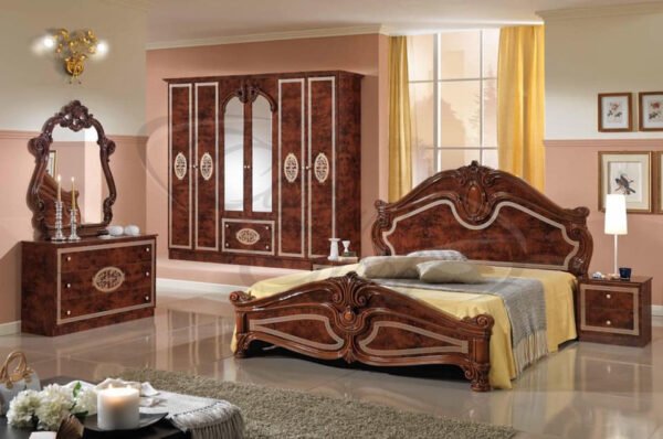 New Amalfi 6 Doors Italian Bedroom Set Black-Silver By Topline Mobili - Image 3