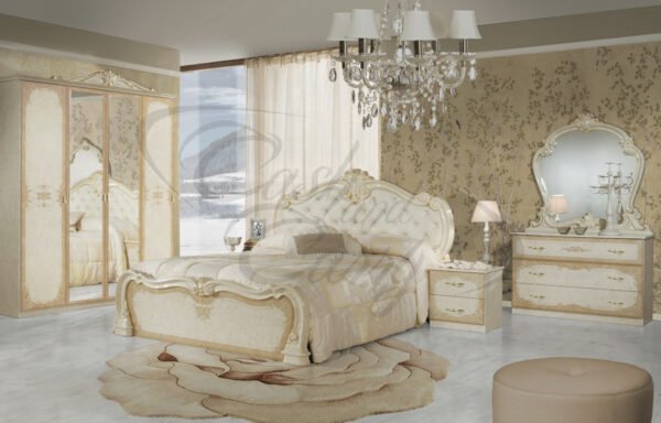 Tolouse Italian 4-6 Doors Bedroom Set Beige - Gold