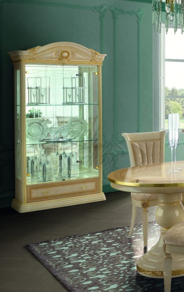 Medusa Italian Cream & Gold 2 Door Display Cabinet