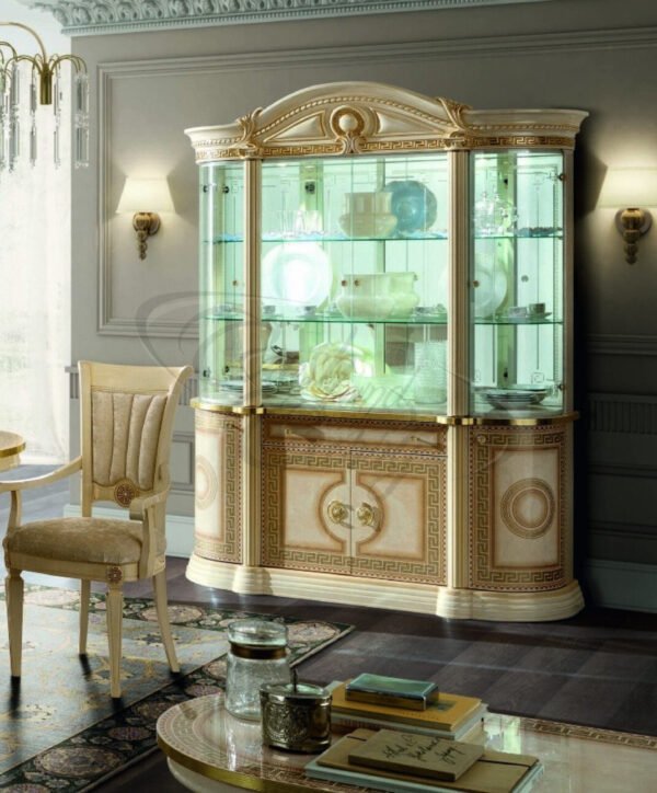 Medusa Aida Italian Cream & Gold 4 Door Display Cabinet