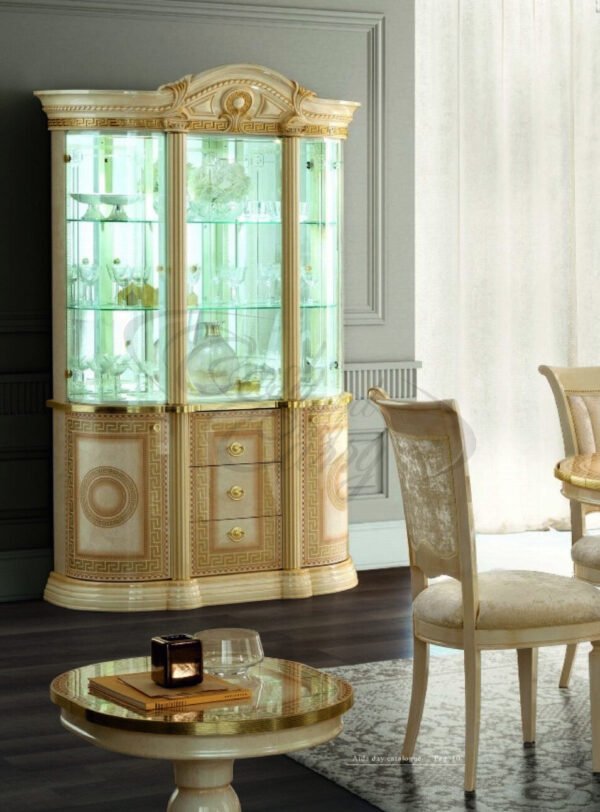 Medusa Aida Italian Cream & Gold 4 Door Display Cabinet - Image 2