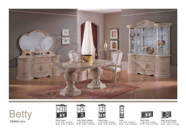 Betty Onyx  and Gold Finish Italian Dining Table + 6 Chairs - Image 3